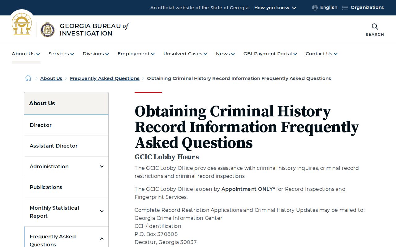 GCIC Georgia criminal history access and correction information
