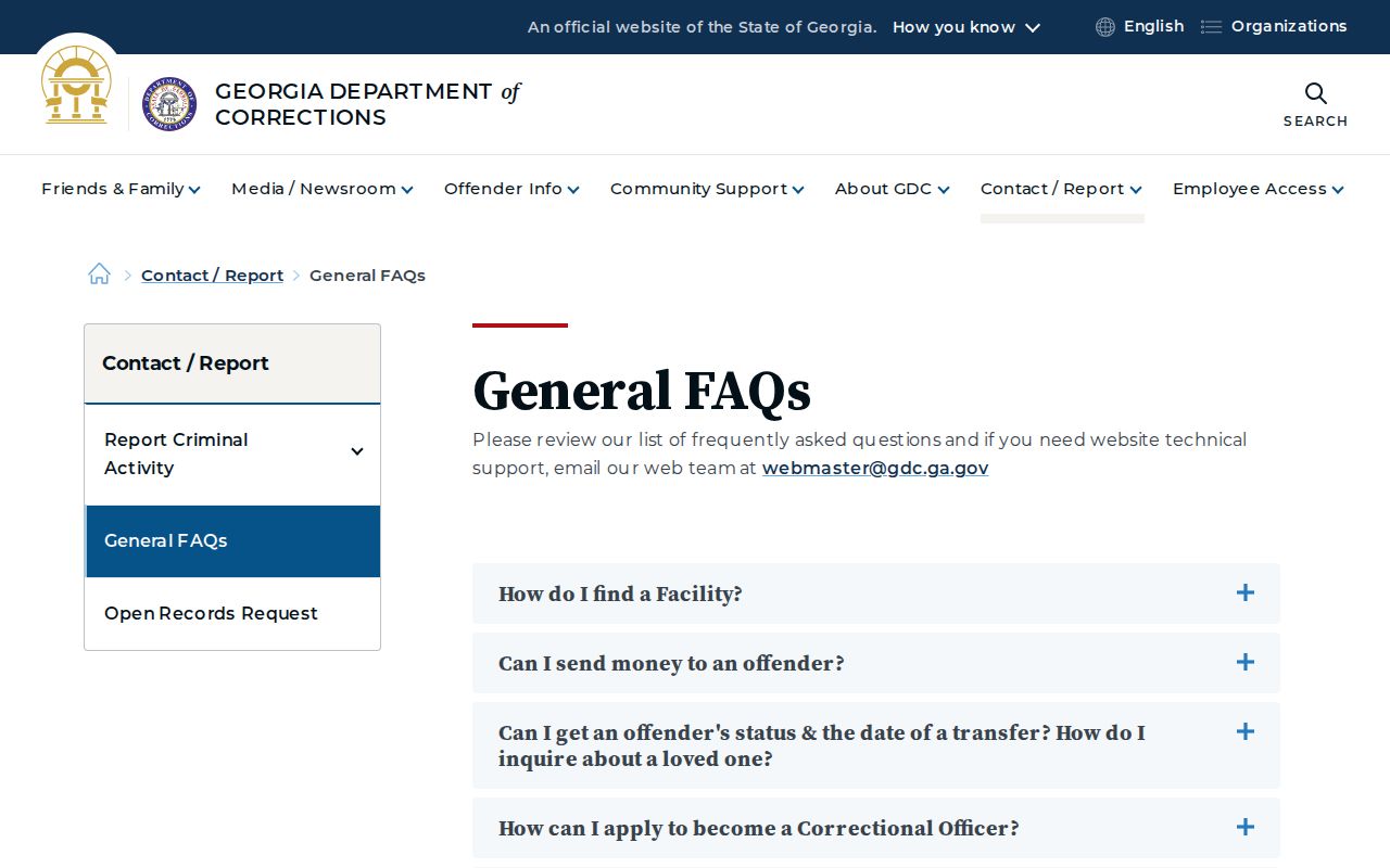 Georgia Department of Corrections offender search help