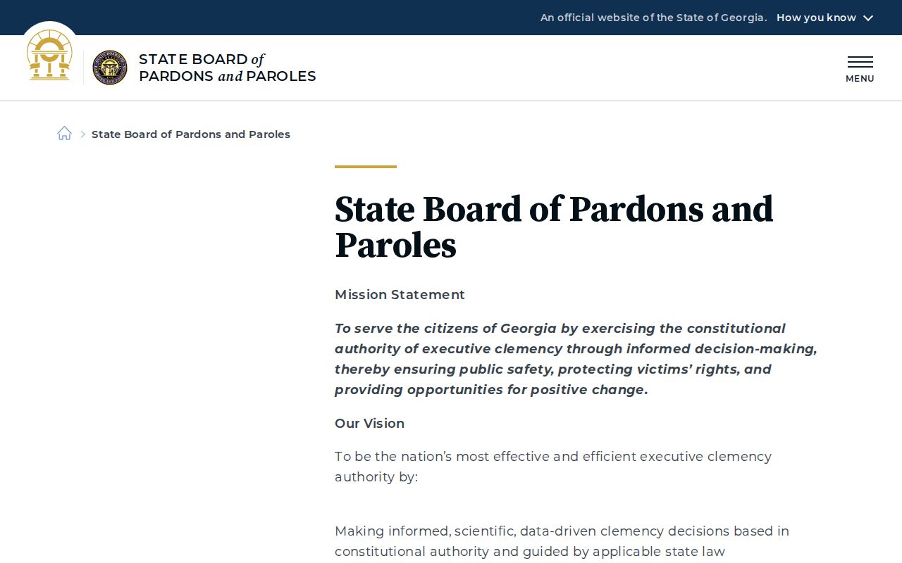 Georgia Parole Board information related to Richmond County arrest custody