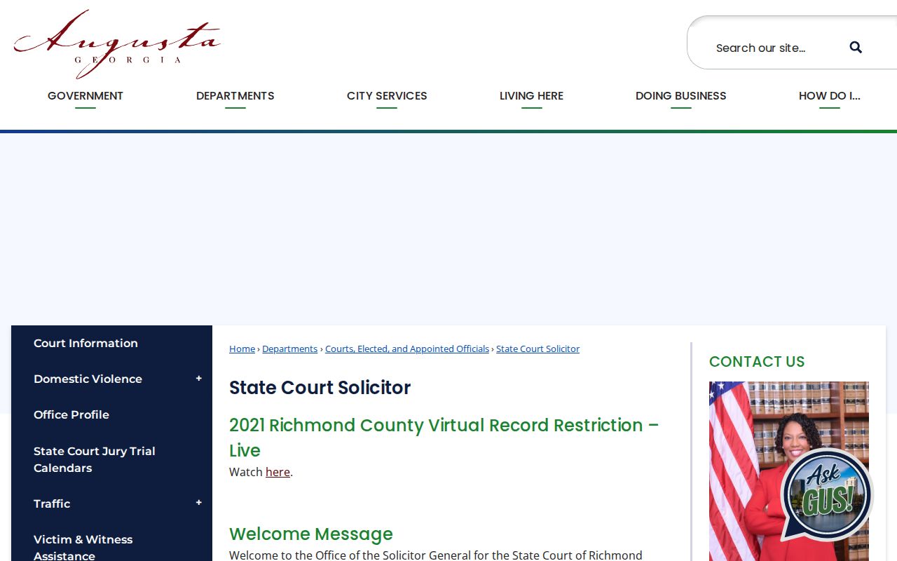 Richmond County court case information from the State Court Solicitor