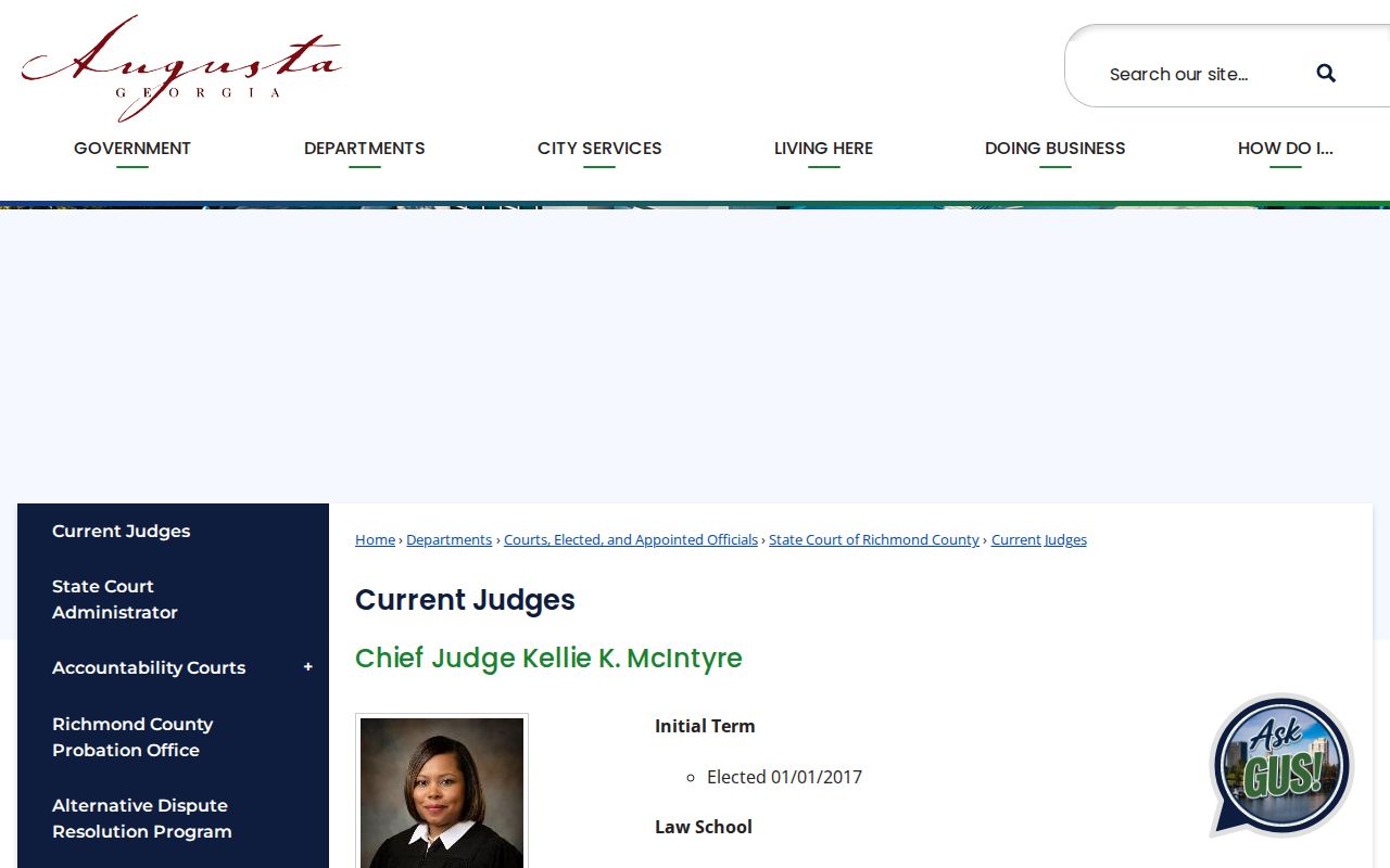 Current State Court judges for Richmond County criminal case records